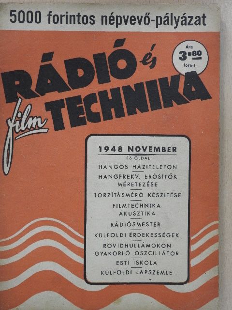 Galánfy Ede - Rádió és filmtechnika 1948. november [antikvár]