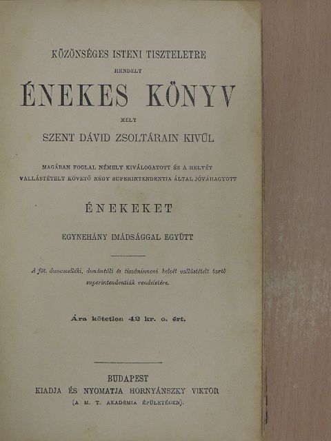 Közönséges isteni tiszteletre rendelt énekes könyv [antikvár]