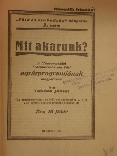 Takács József - Mit akarunk? [antikvár]