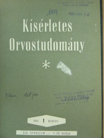 Ács Tamás - Kísérletes Orvostudomány 1961. (nem teljes évfolyam) [antikvár]