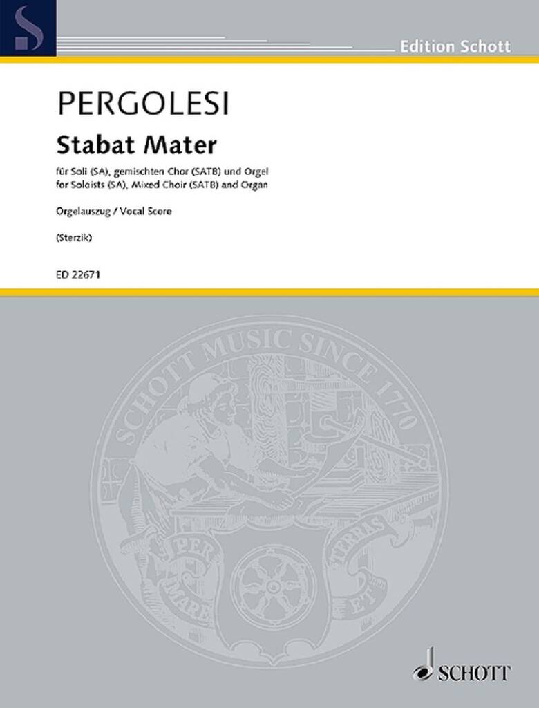 PERGOLESI - STABAT MATER FÜR SOLI (SA), GEMISCHTEN CHOR (SATB) UND ORGEL. ORGELAUSZUG (STERZIK)