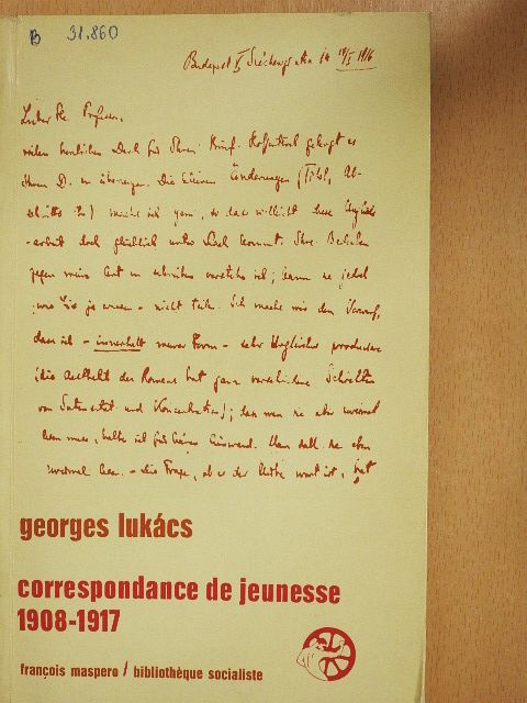 Georges Lukács - Correspondance de jeunesse 1908-1917 [antikvár]