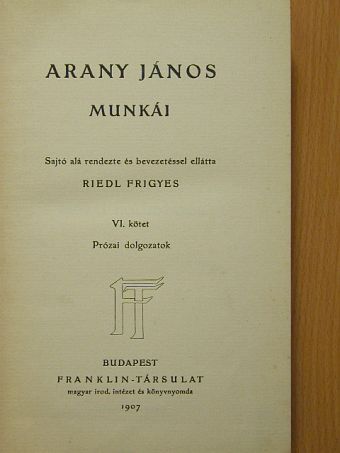 Arany János - Arany János munkái VI. [antikvár]