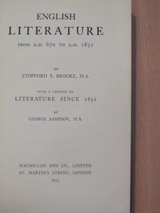 Stopford A. Brooke - English Literature from A.D. 670 to A.D. 1832 [antikvár]