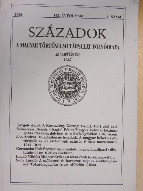 Fülöp Mihály - Századok 2008/6. [antikvár]