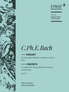 BACH, C.PH.E. - KONZERT FÜR VIOLONCELLO, STREICHER UND Bc B-DUR Wq 171, KLAVIERAUSZUG URTEXT