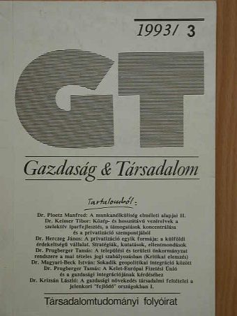 Dr. Balázs Judit - Gazdaság & Társadalom 1993/3. [antikvár]