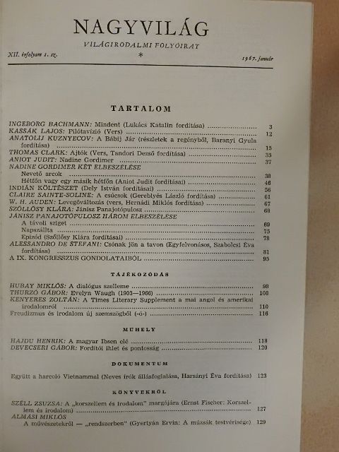 Ágai Ágnes - Nagyvilág 1967. január-december [antikvár]