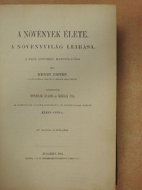 Henry Emery - A növények élete (rossz állapotú) [antikvár]