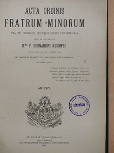 Acta Ordinis Fratrum Minorum 1925 (nem teljes évfolyam) [antikvár]