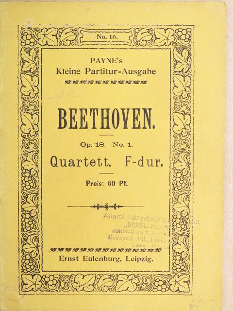 Beethoven - Quartett No. 1. F-dur [antikvár]