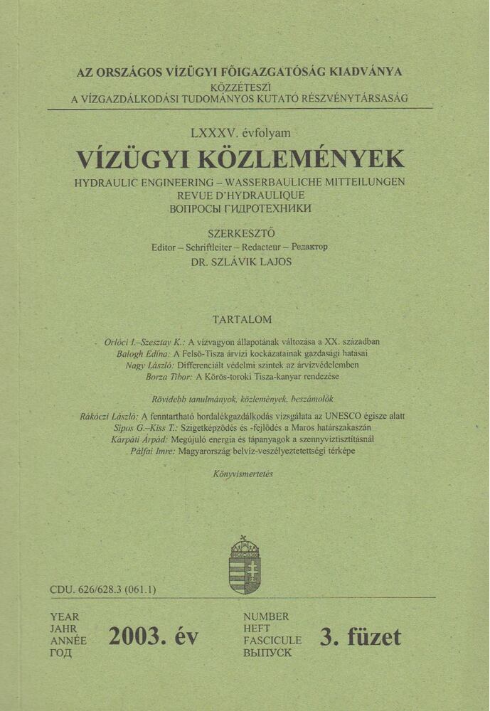 Dr. Szlávik Lajos - Vízügyi közlemények 2003/3. [antikvár]