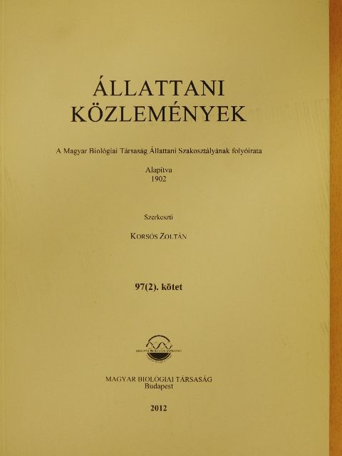 Dózsa-Farkas Klára - Állattani Közlemények 97/2. [antikvár]