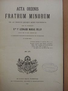 Acta Ordinis Fratrum Minorum Ianuarii-Decembris 1935 [antikvár]
