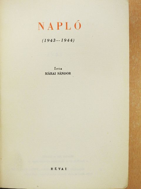 Márai Sándor - Napló  [antikvár]
