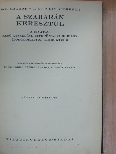 G. M. Haardt - A Szaharán keresztül [antikvár]