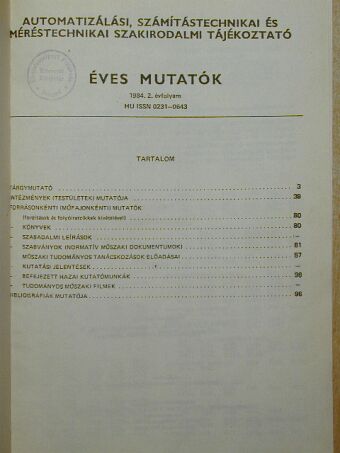 Automatizálási, számítástechnikai és méréstechnikai szakirodalmi tájékoztató I. [antikvár]