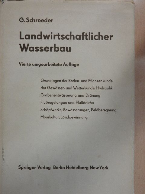 Gerhard Schroeder - Landwirtschaftlicher Wasserbau [antikvár]