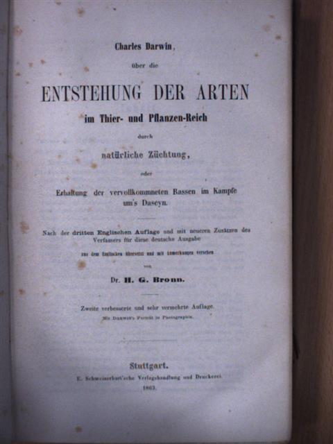 Charles Darwin - Über die Entstehung der Arten im Thier- und Pflanzen-Reich durch natürliche Züchtung (Dr. Entz Géza könyvtárából) [antikvár]