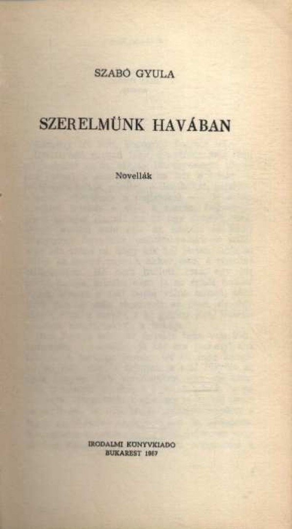 SZABÓ GYULA - Szerelmünk havában [antikvár]