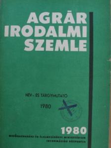 Agrárirodalmi Szemle Név- és tárgymutató 1980. [antikvár]