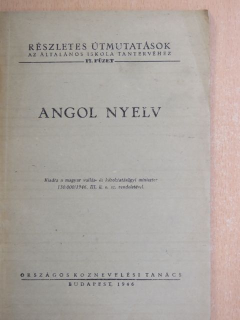 Angol nyelv [antikvár]