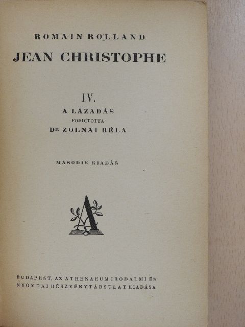 Romain Rolland - Jean Christophe IV. [antikvár]