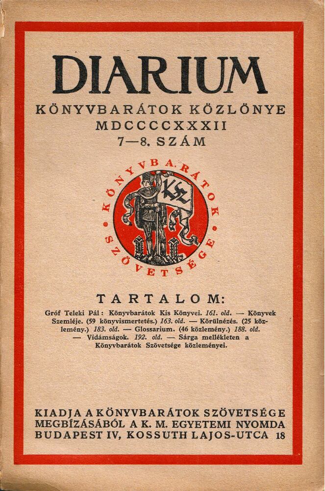 Czakó Elemér - Diarium 1932/7-8. [antikvár]