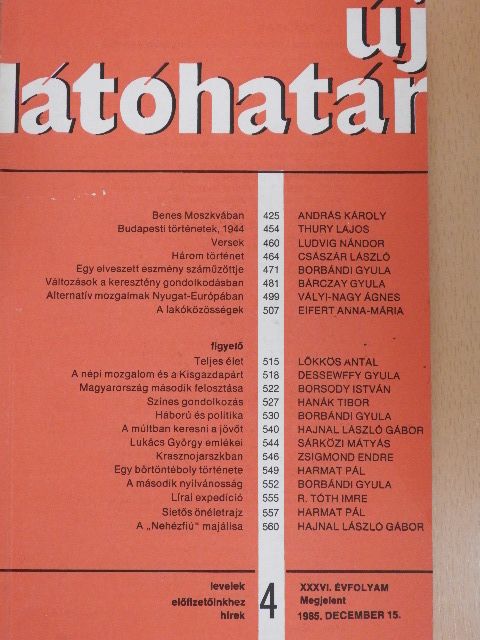 András Károly - Új Látóhatár 1985. december 15. [antikvár]