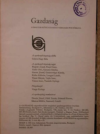 Becsky György - Gazdaság 1968/1-4. [antikvár]
