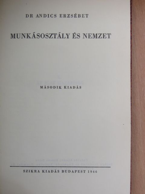Dr. Andics Erzsébet - Munkásosztály és nemzet [antikvár]