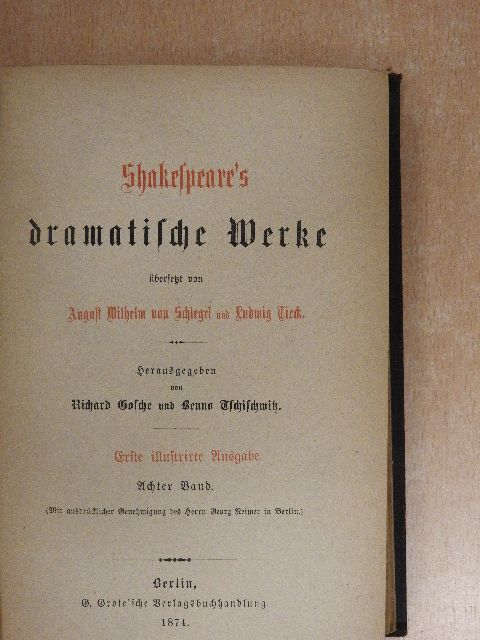 Shakespeare - Shakespeare's dramatische Werke 8. (gótbetűs) [antikvár]