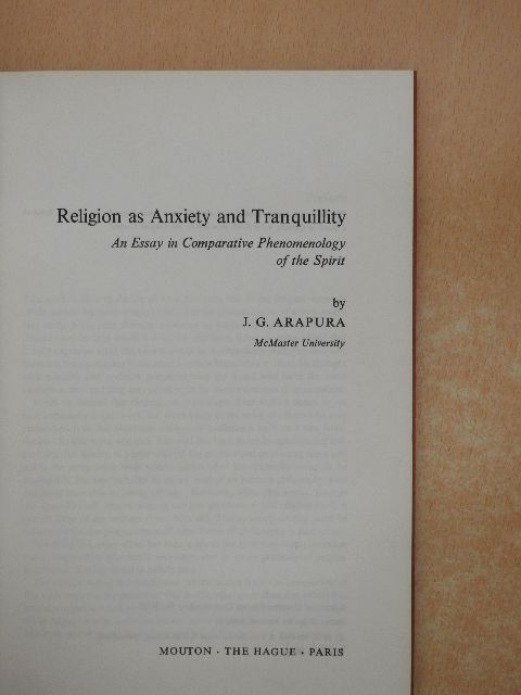 J. G. Arapura - Religion as Anxiety and Tranquillity [antikvár]