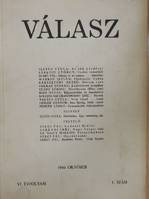 Bibó István - Válasz 1946. október [antikvár]