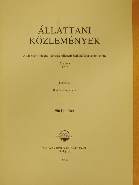 Cserkész Tamás - Állattani Közlemények 90/1. [antikvár]