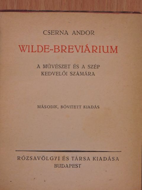 Cserna Andor - Wilde-breviárium [antikvár]