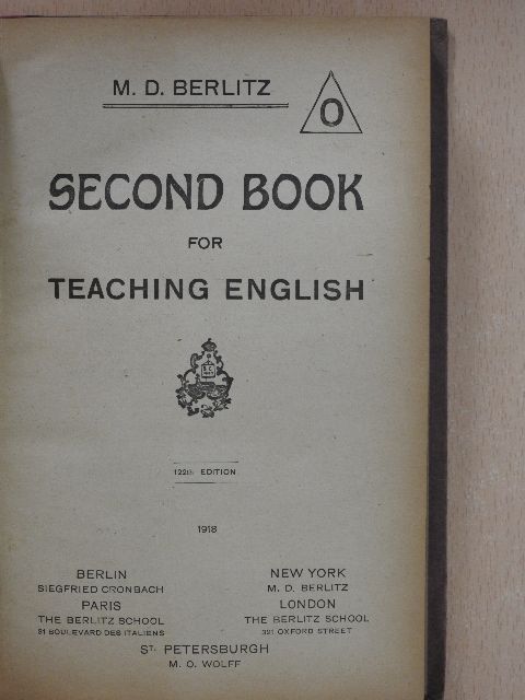 M. D. Berlitz - Second Book for Teaching English [antikvár]