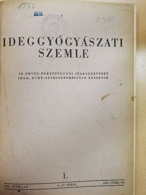 Csaba György - Ideggyógyászati szemle 1955. február-december [antikvár]