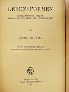 Eduard Spranger - Lebensformen [antikvár]