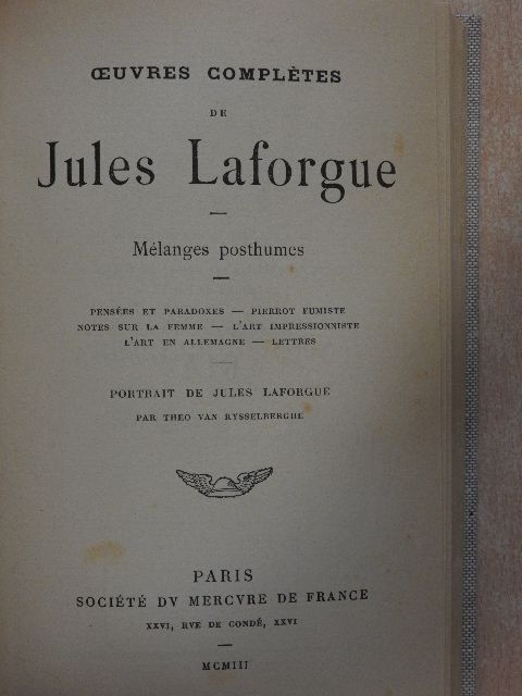 Jules Laforgue - Mélanges posthumes [antikvár]