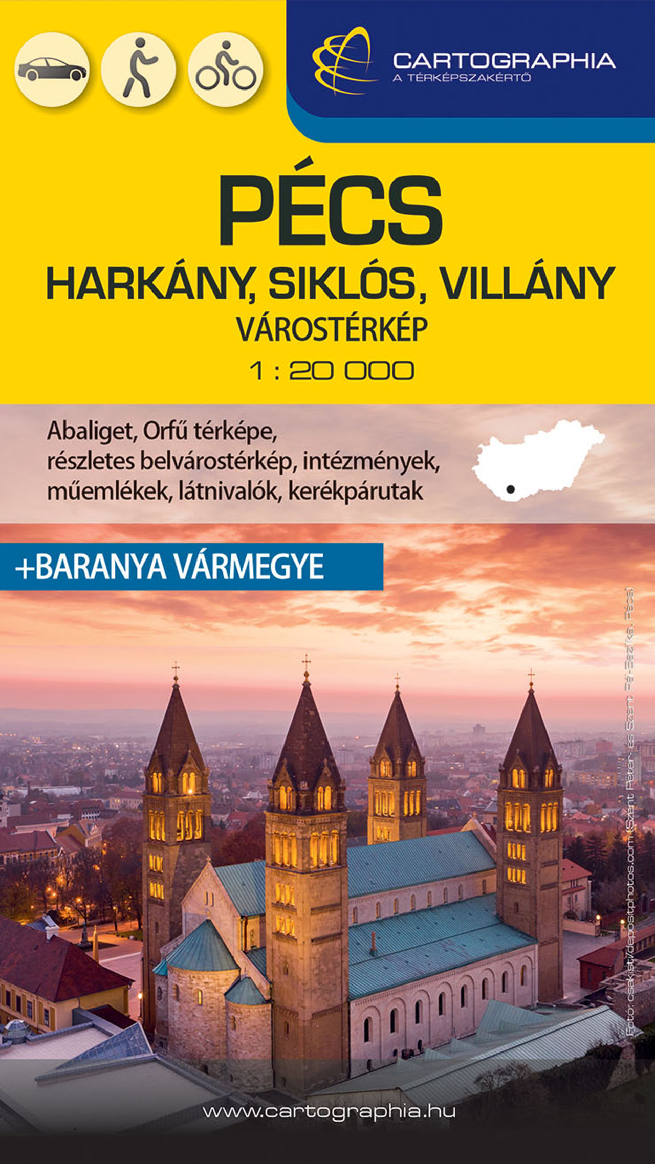 Pécs, Harkány, Siklós, Villány várostérkép (+Baranya vármegye térképe)