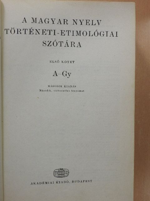 Farkas Vilmos - A magyar nyelv történeti-etimológiai szótára 1. (töredék) [antikvár]