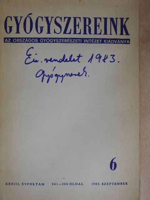 Dr. Ádám János - Gyógyszereink 1983. szeptember [antikvár]