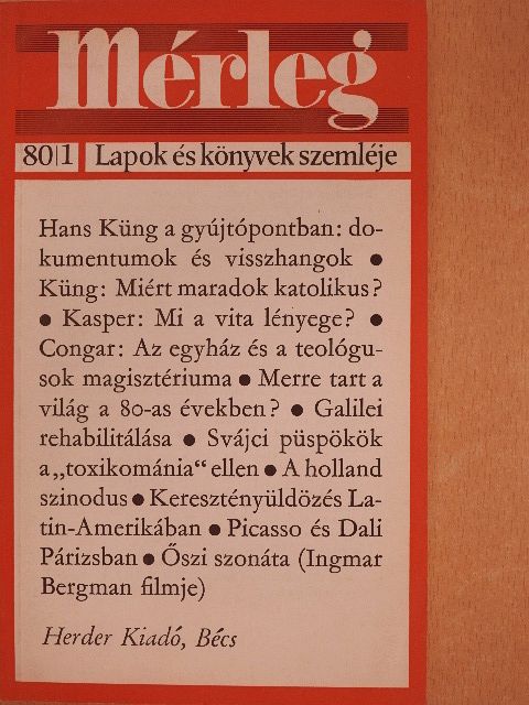 H. Küng - Mérleg 1980/1. [antikvár]