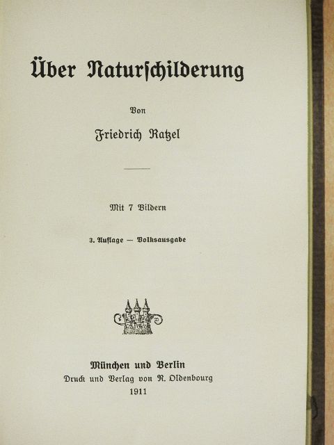Friedrich Ratzel - Über Naturschilderung (gótbetűs) [antikvár]