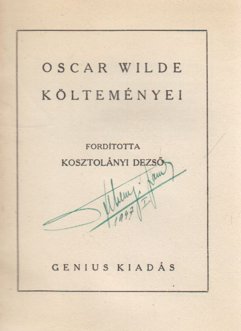 Wilde Oszkár, Oscar Wilde - Versek [antikvár]