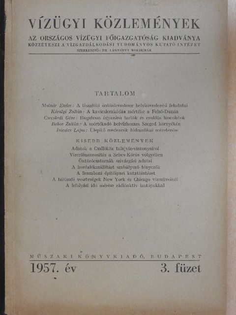 Almássy Endre - Vízügyi közlemények 1957/3. [antikvár]