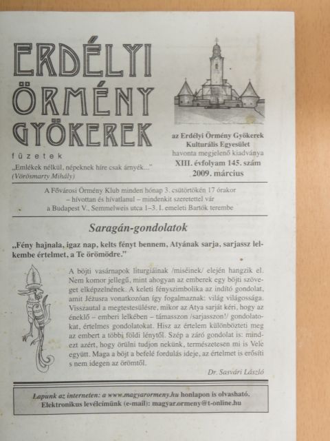 Bálintné Kovács Júlia - Erdélyi Örmény Gyökerek Füzetek 2009. március [antikvár]