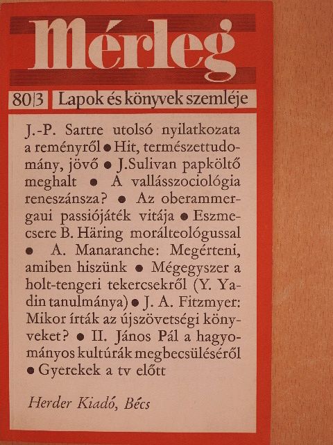 André Manaranche - Mérleg 1980/3. [antikvár]