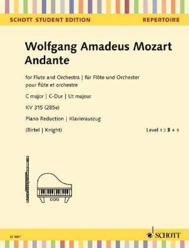 MOZART, W,A, - ANDANTE FOR FLUTE AN ORCHESTRA C MAJOR KV 315 (285e) KLAVIERAUSZUG (BIRTEL/KNIGHT)